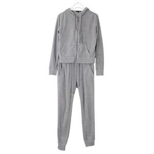 Fashion Nova Gray Velour Track Suit Tracksuit Matching Set XS Hoodie Joggers